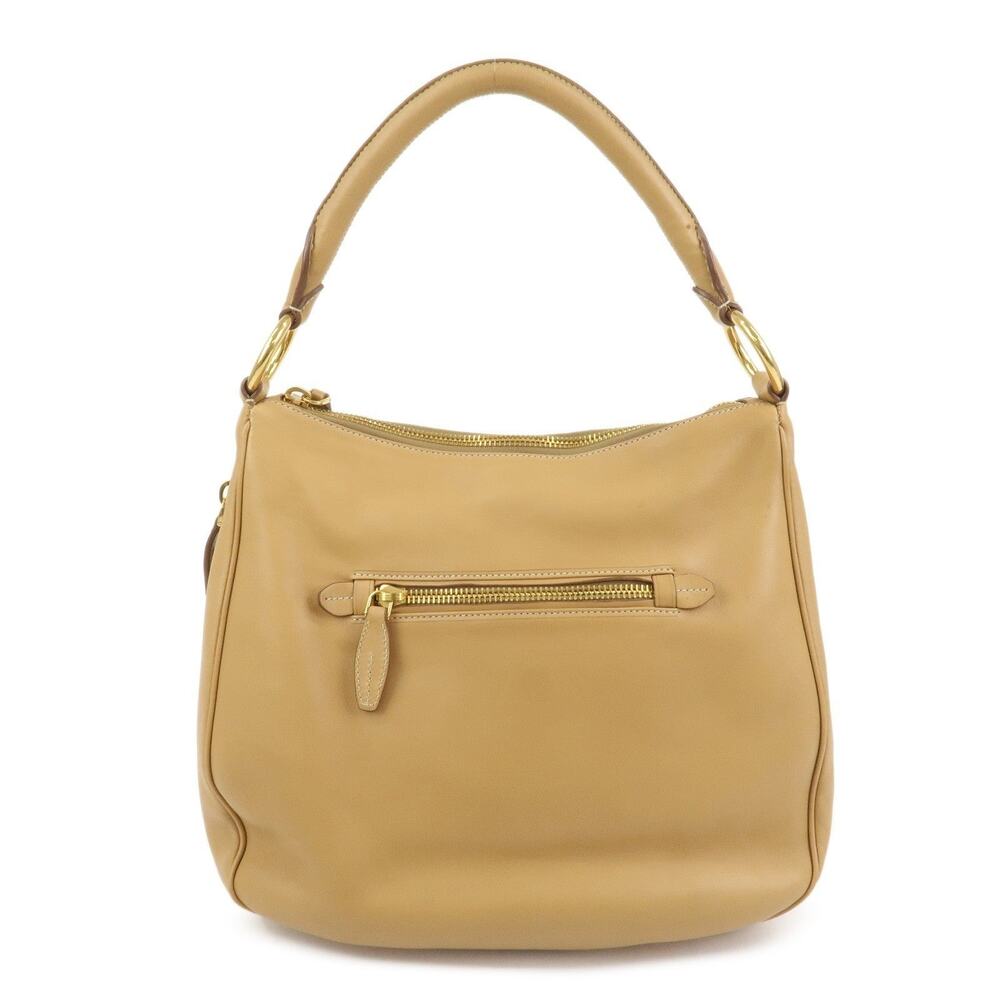 Prada Triangle Logo Leather Shoulder Bag Beige